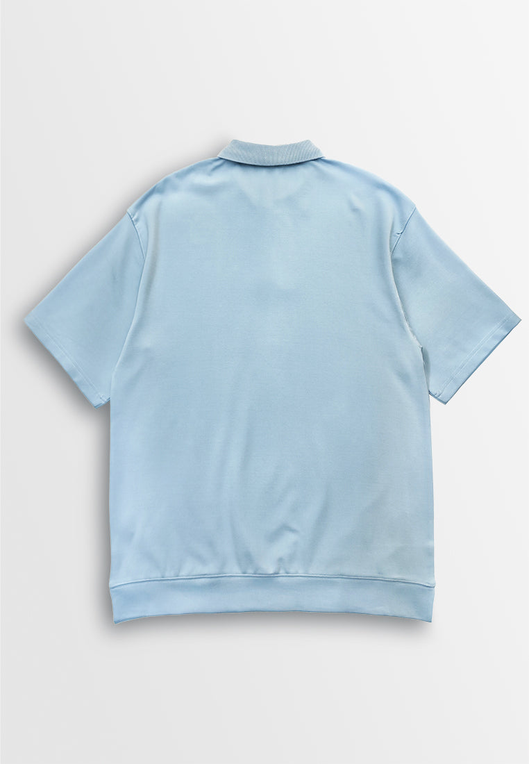 [VALUE BUY] Men Short-Sleeve Oversized Polo Tee - Light Blue - 510047