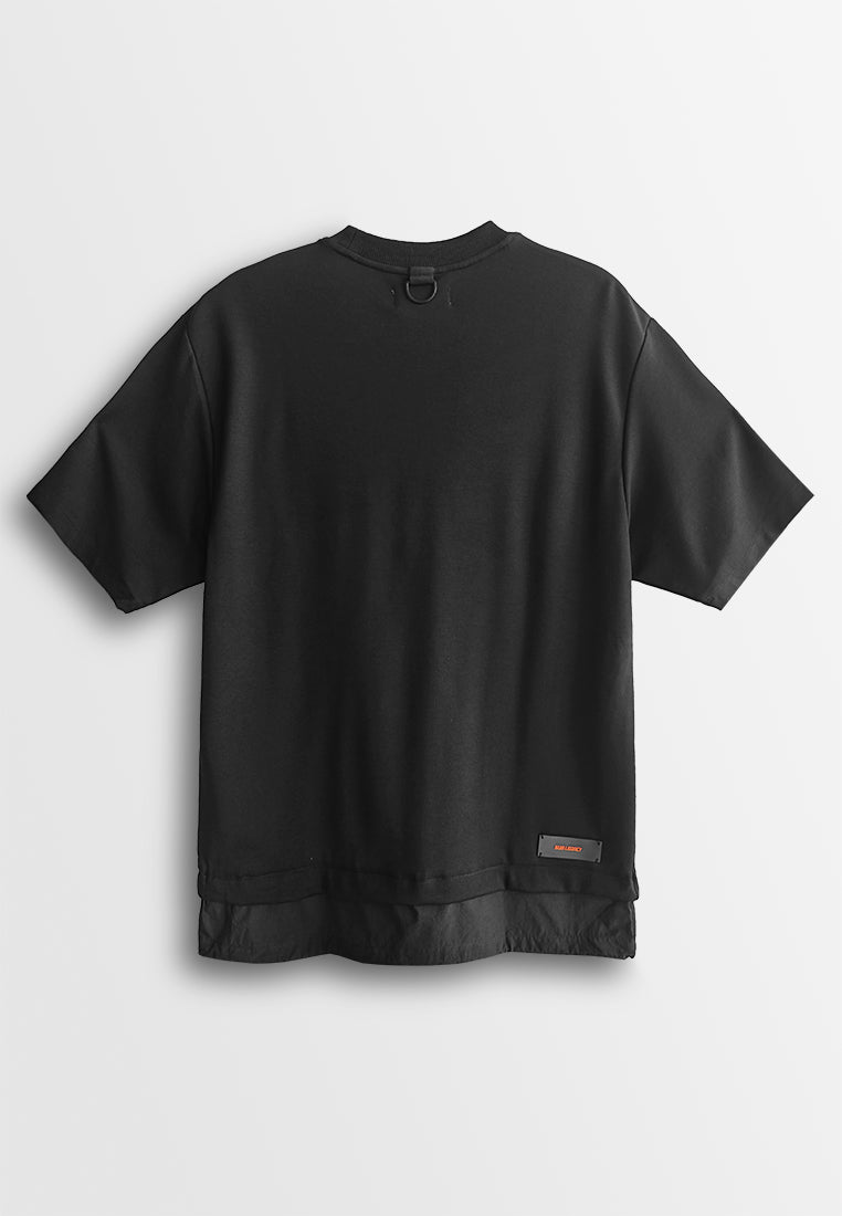 Men Oversized T-Shirt Short Sleeve - Black - 510230