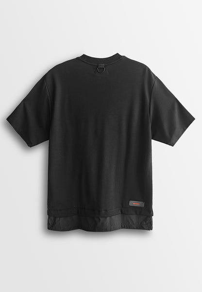 Men Oversized T-Shirt Short Sleeve - Black - 510230