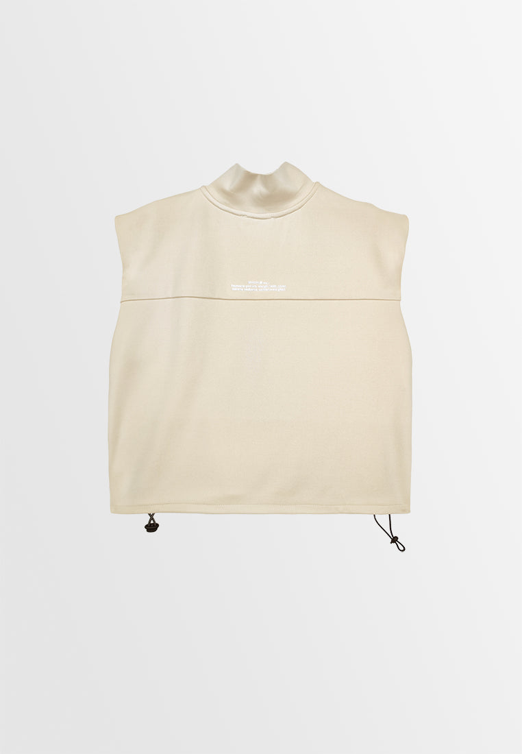 Women Sleeveless Sweatshirt - Khaki - 410077