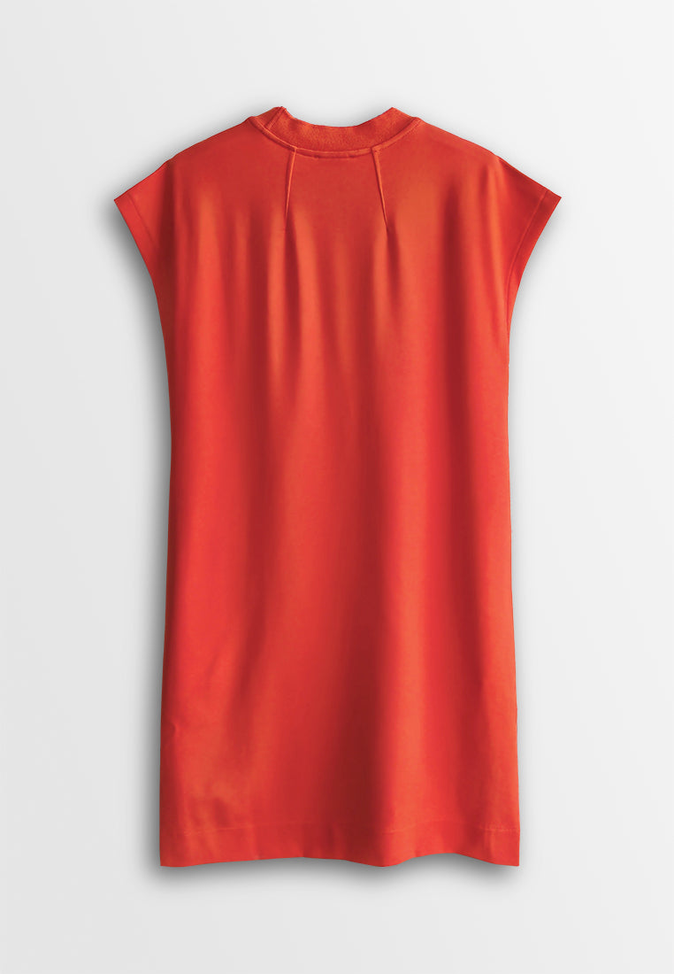 Women Sleeveless Midi Dress - Orange - 610005