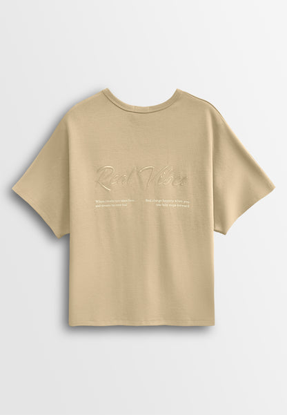 Women Short-Sleeve Fashion Tee - Khaki - 610255