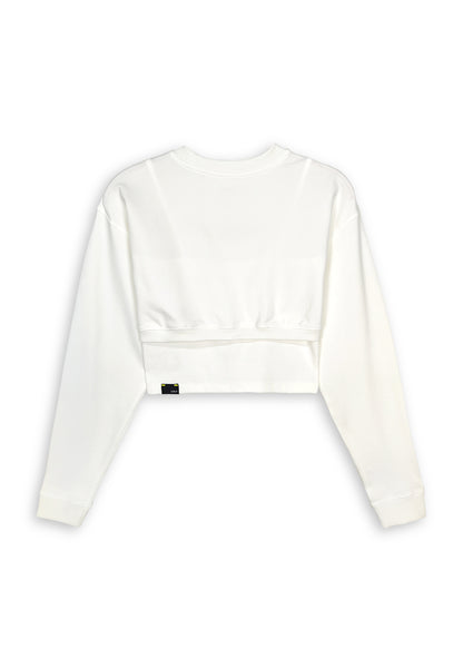 [VALUE BUY] Women Long-Sleeve Sweatshirt Crop Top - White - 410286