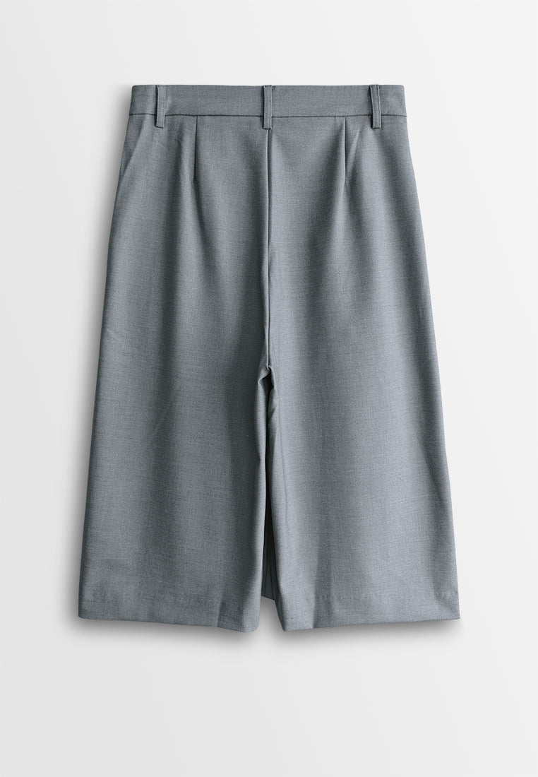 Women Woven Cropped Culotte Pants - Grey - 510040