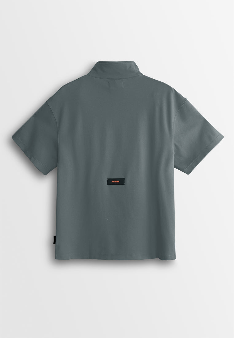 Men Oversized Short-Sleeve Sweatshirt - Dark Grey - 510234