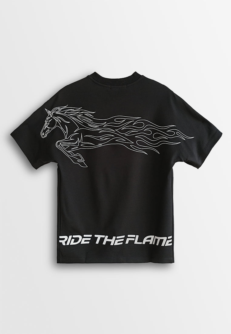 Men Oversized T-Shirt Short Sleeve - Black - 510361