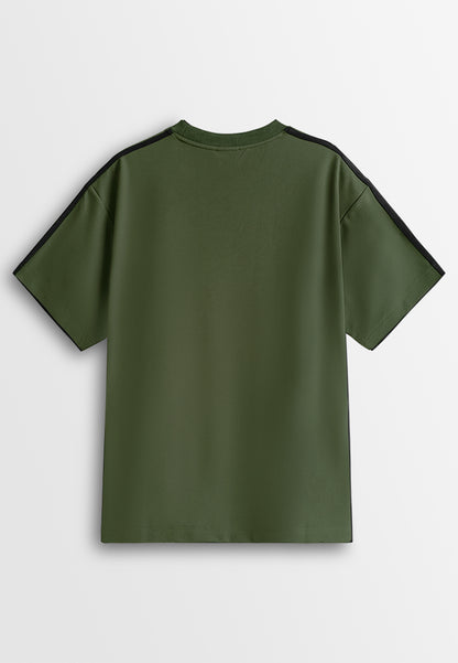 Men Oversized T-Shirt Short Sleeve - Army Green - 610359