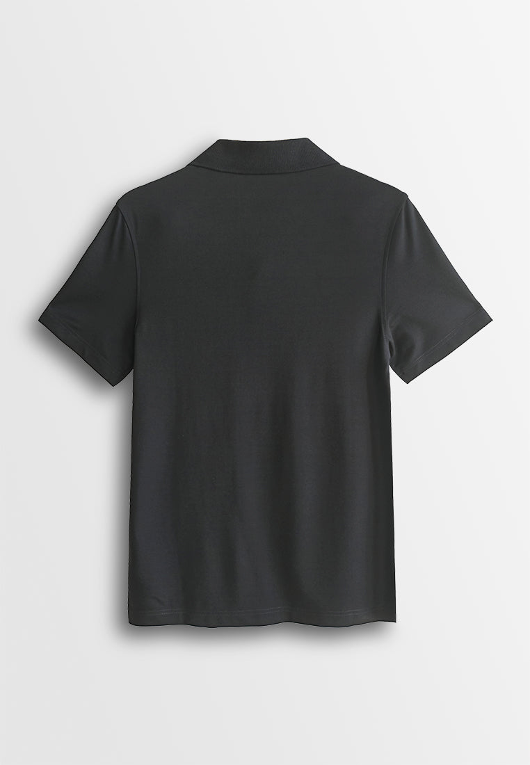 Men Short-Sleeve Plain Polo Tee - Black - 510086