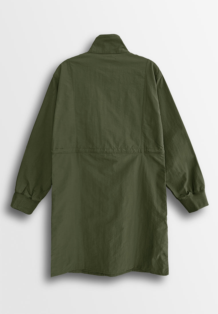 Women Long-Sleeve Midi Dress - Army Green - 510046