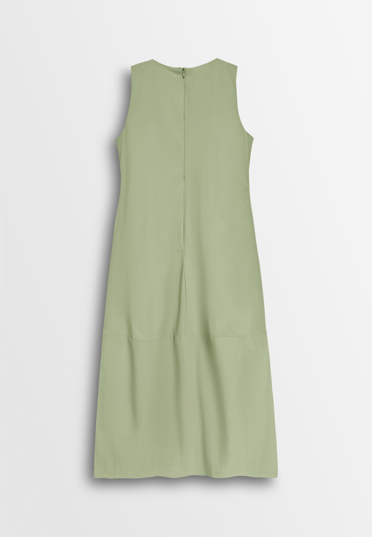 Women Sleeveless Long Dress - Khaki - 610436