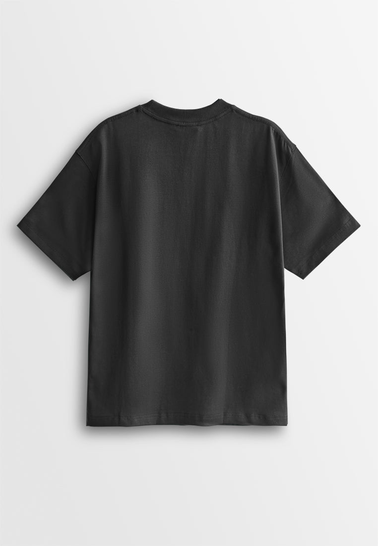 Men Oversized T-Shirt Short Sleeve - Black - 610348