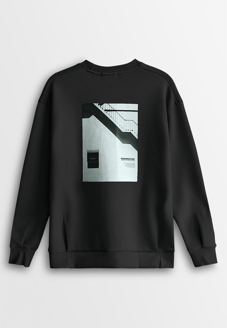 Men Oversized Long-Sleeve Sweatshirt - Black - 510140