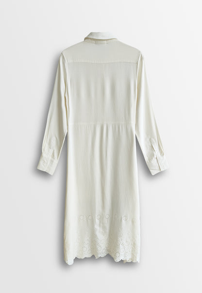 [Online Exclusive] Women Long-Sleeve Shirt Dress - White - 510211