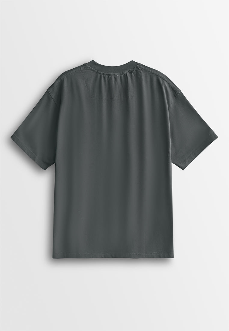 Men Oversized T-Shirt Short Sleeve - Grey - 610342