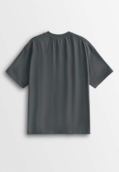 Men Oversized T-Shirt Short Sleeve - Grey - 610342