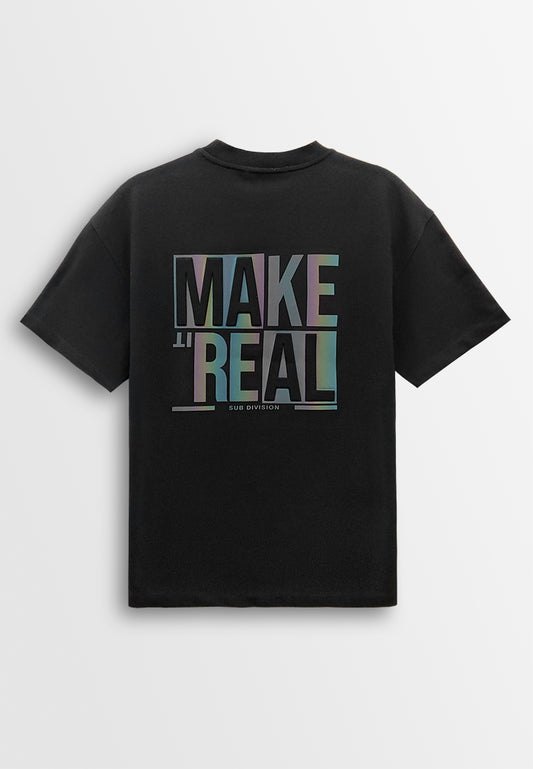 Men Oversized T-Shirt Short Sleeve - Black - 610259