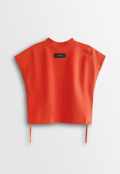 Women Sleeveless Crop Fashion Tee - Orange - 510147