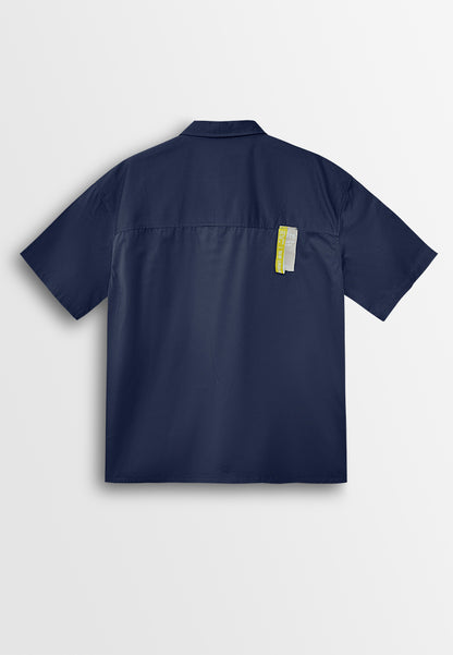 Men Oversized Short-Sleeve Shirt - Navy - 510250
