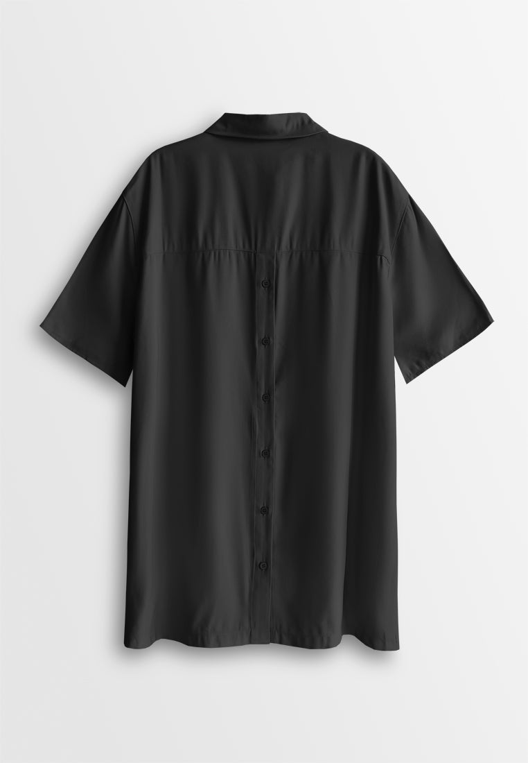 Women Midi Shirt Dress - Black - 510037