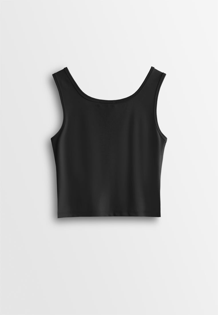 Women Sleeveless Integrated Bra Top - Black - 610375
