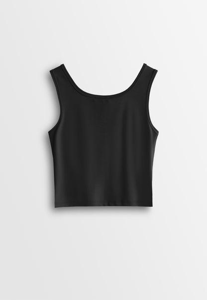 Women Sleeveless Integrated Bra Top - Black - 610375