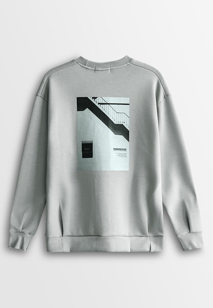 Men Oversized Long-Sleeve Sweatshirt - Light Grey - 510141