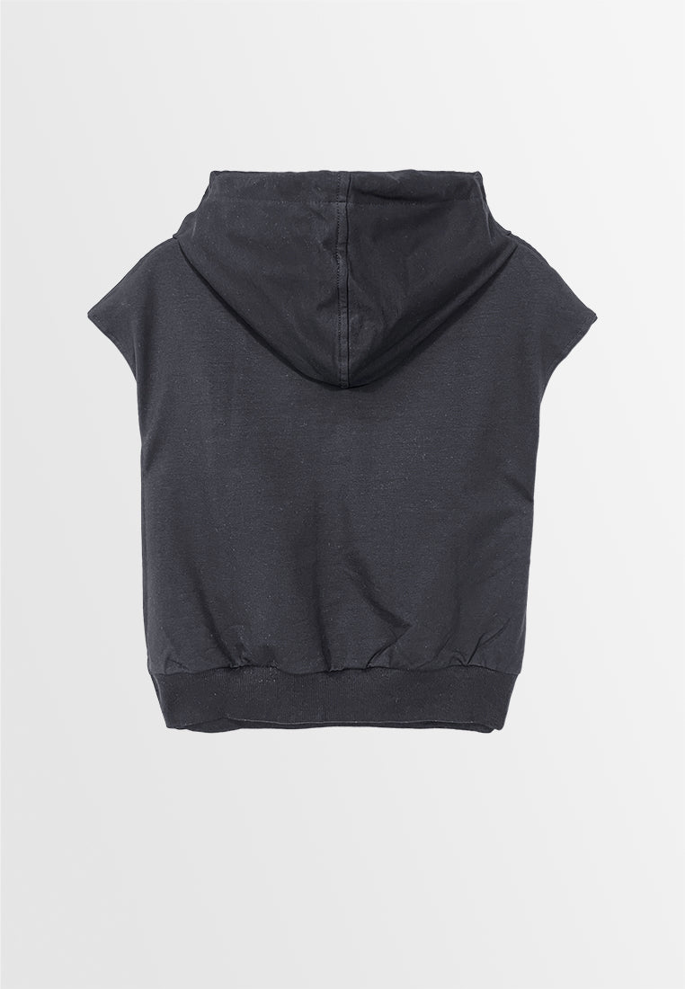 Women Sleeveless Sweatshirt Hoodies - Black - M3W763