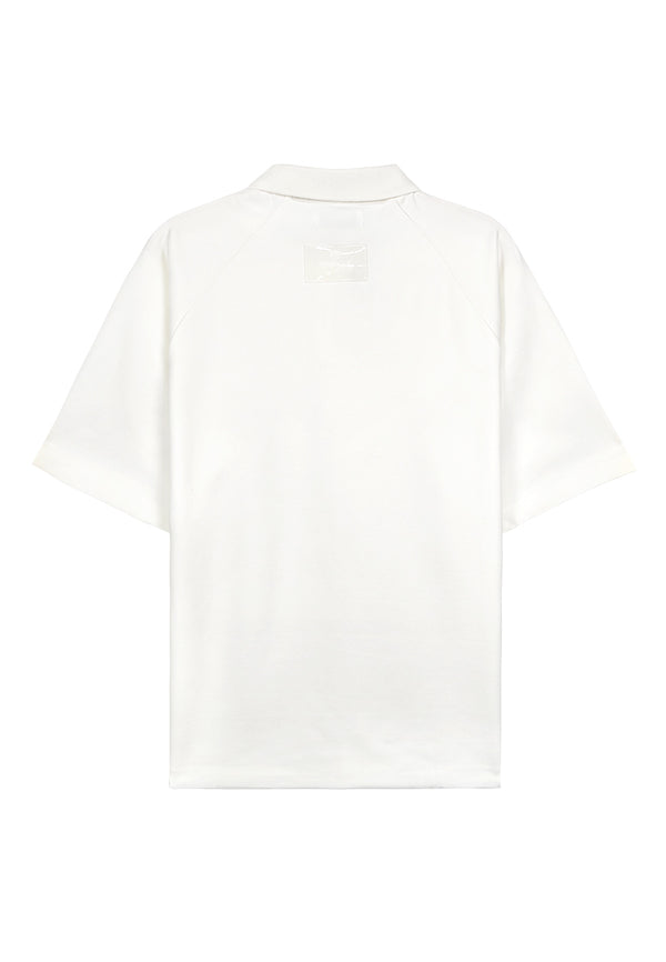 Men Short-Sleeve Oversized Polo Tee - White - 410073