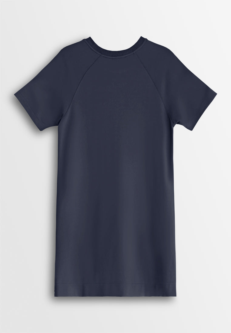 Women T-Shirt Midi Dress - Navy - 610345