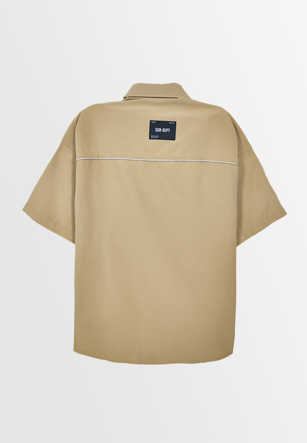 Men Oversized Short-Sleeve Shirt - Khaki - S3M746