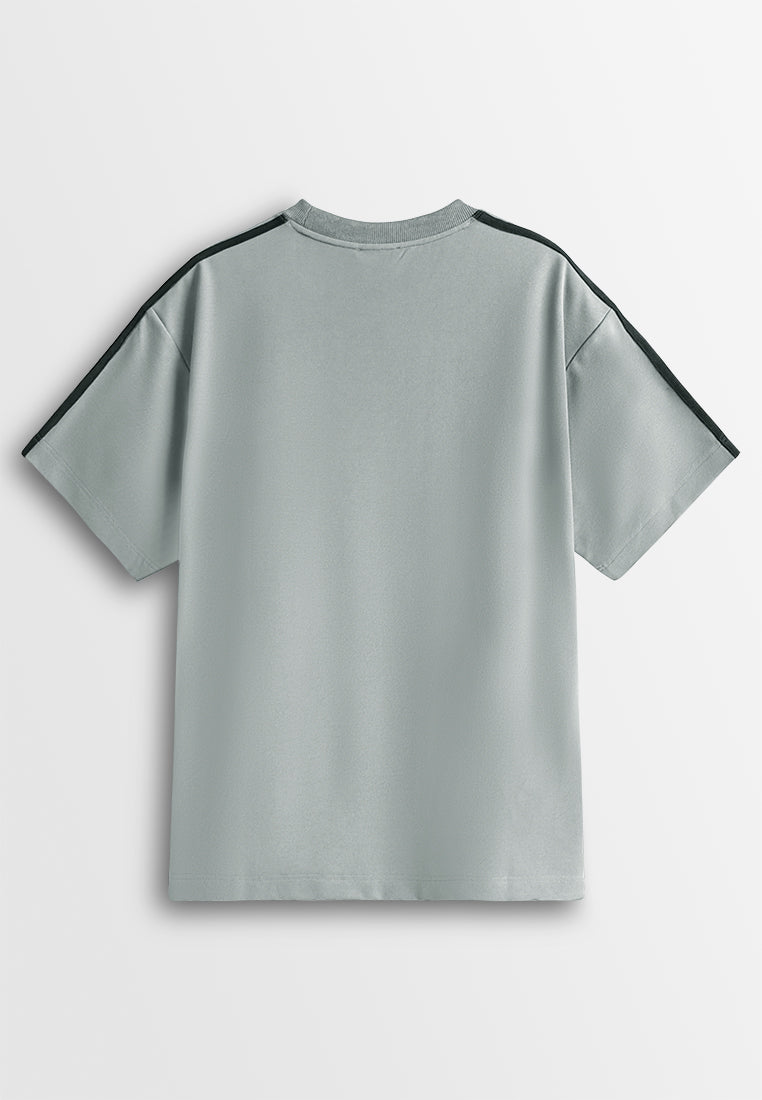 Men Oversized T-Shirt Short Sleeve - Grey - 610397