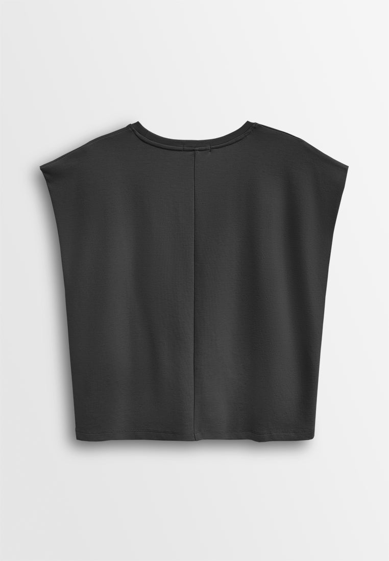 Women Sleeveless Fashion Tee - Black - 610259