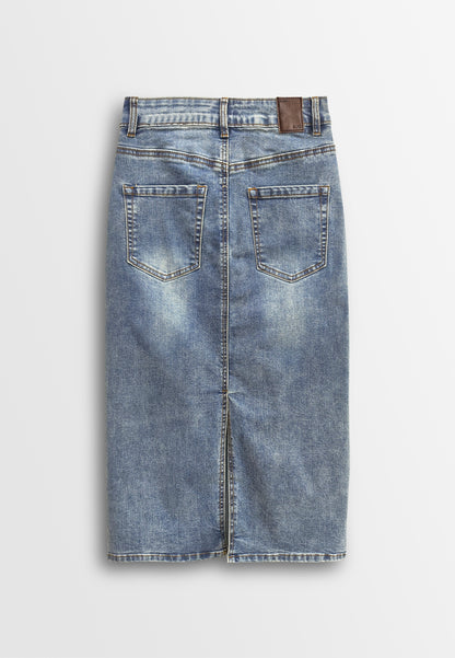 Women Midi Denim Skirt - Blue - 510185