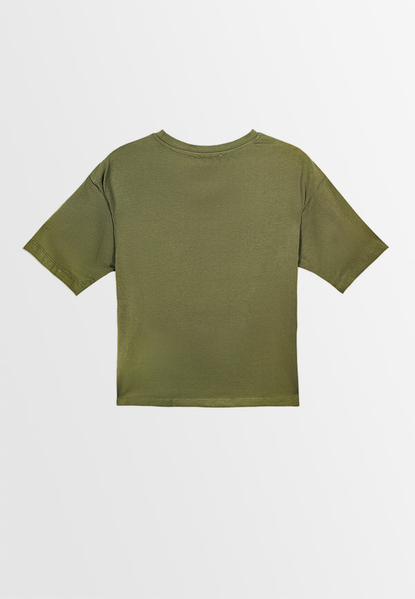 Women Short-Sleeve Fashion Tee - Army Green - M3W699