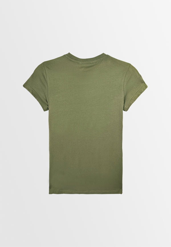 Women Short-Sleeve Basic Tee - Army Green - M3W691