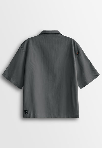 Men Oversized Short-Sleeve Shirt - Dark Grey - 510236