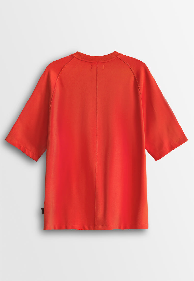 Men Oversized T-Shirt Short Sleeve - Orange - 610001