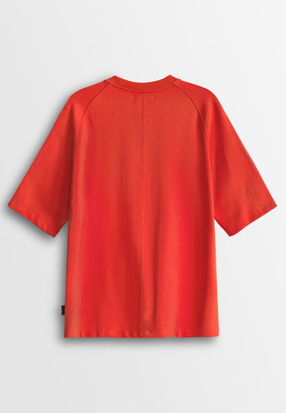 Men Oversized T-Shirt Short Sleeve - Orange - 610001