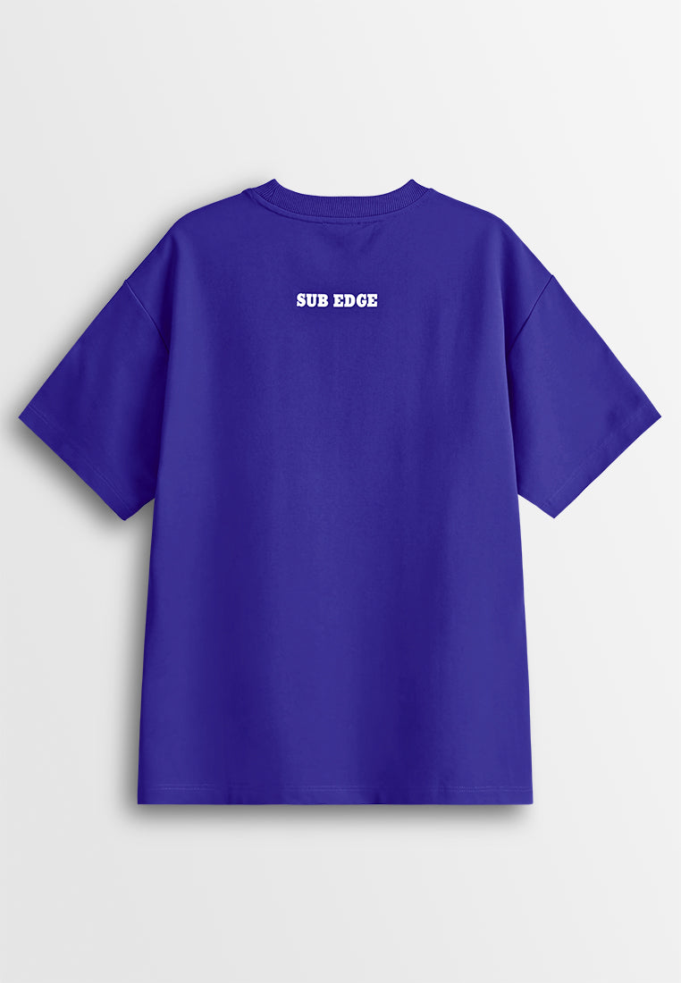 Men Oversized T-Shirt Short Sleeve - Blue - 610357