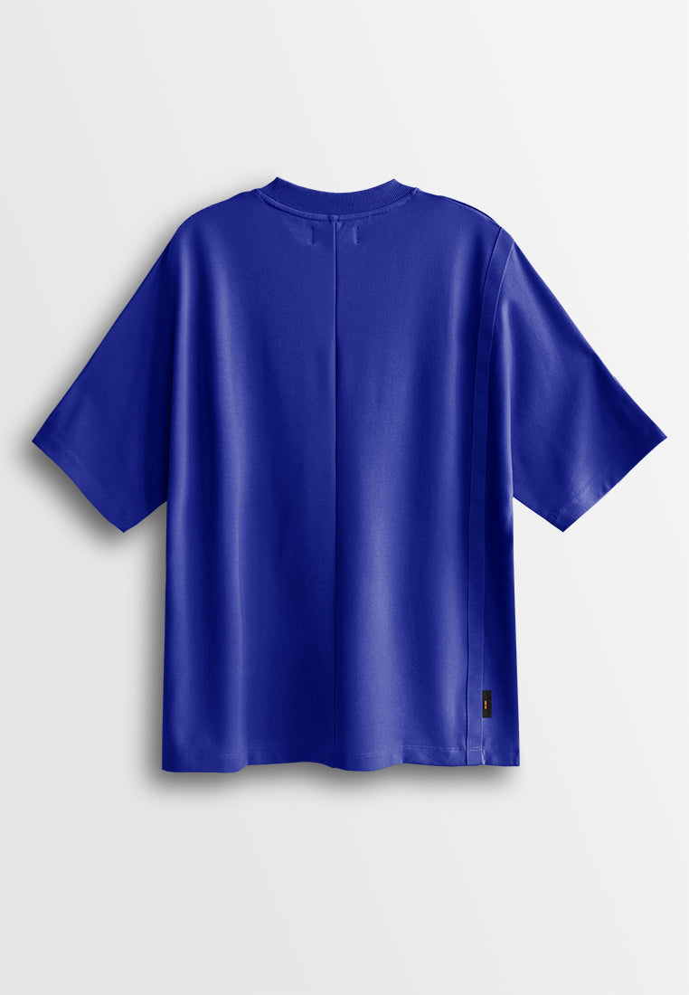 Men Oversized T-Shirt Short Sleeve - Blue - 510228