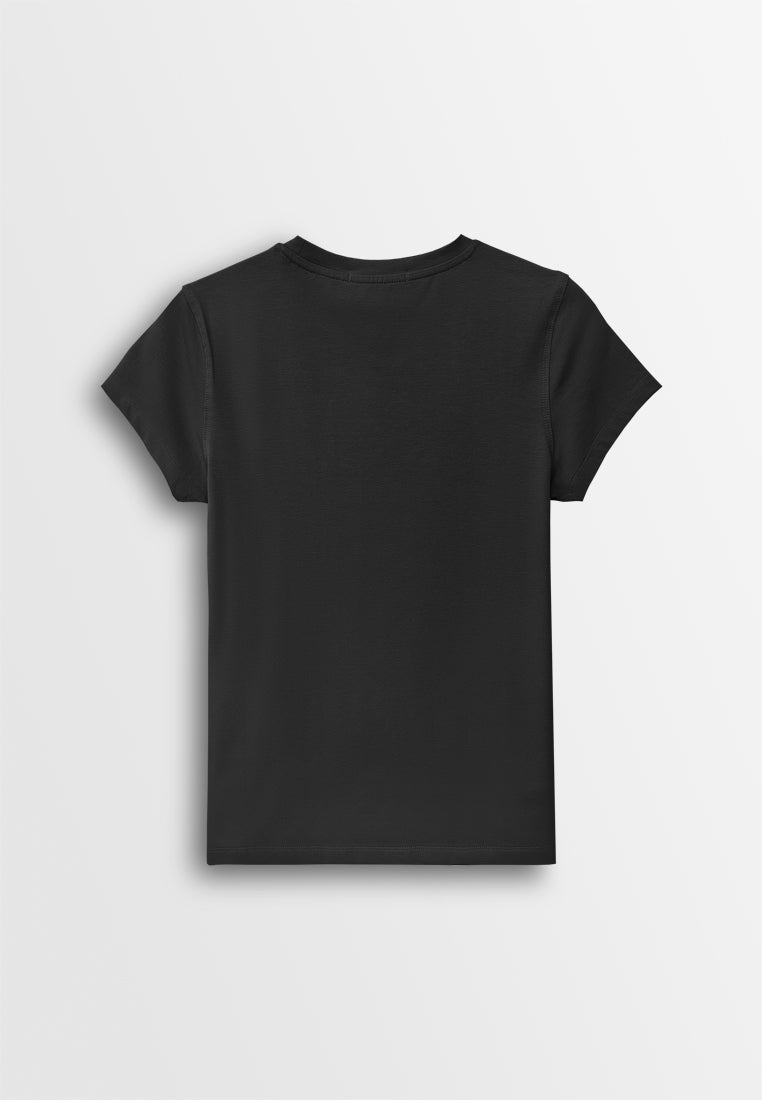 Women Short-Sleeve Graphic Tee - Black - 610246
