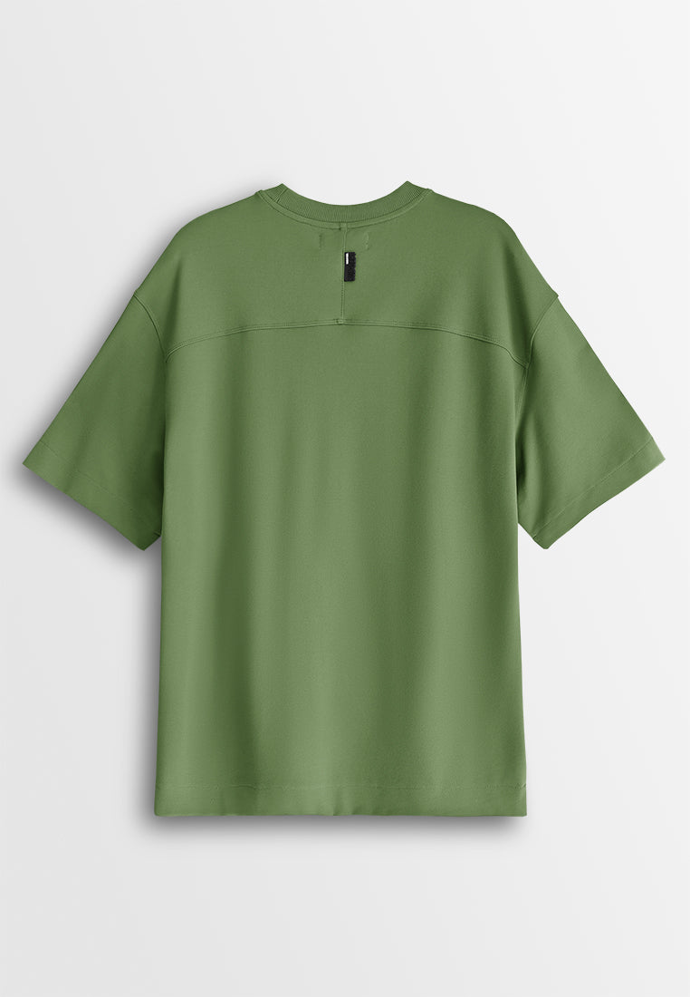 Men Oversized T-Shirt Short Sleeve - Army Green - 610004