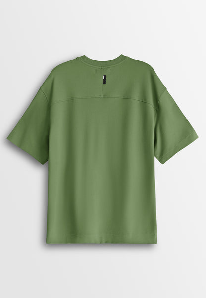 Men Oversized T-Shirt Short Sleeve - Army Green - 610004