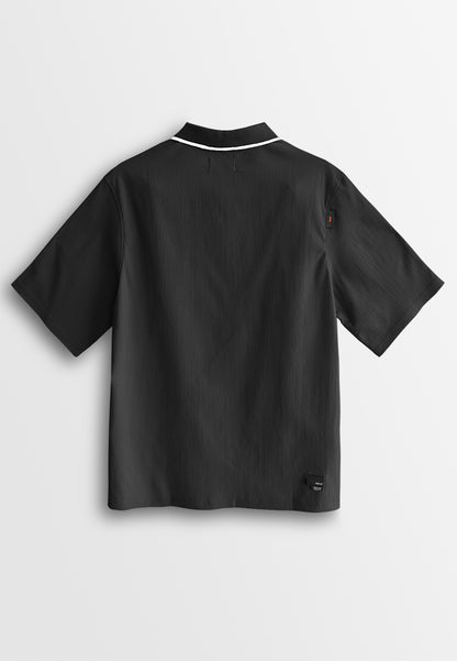 Men Short-Sleeve Oversized Polo Tee - Black - 510232
