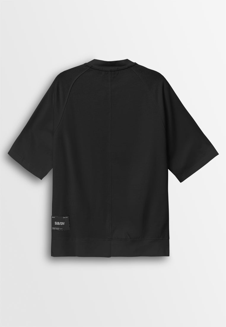 Men Oversized T-Shirt Short Sleeve - Black - 410251