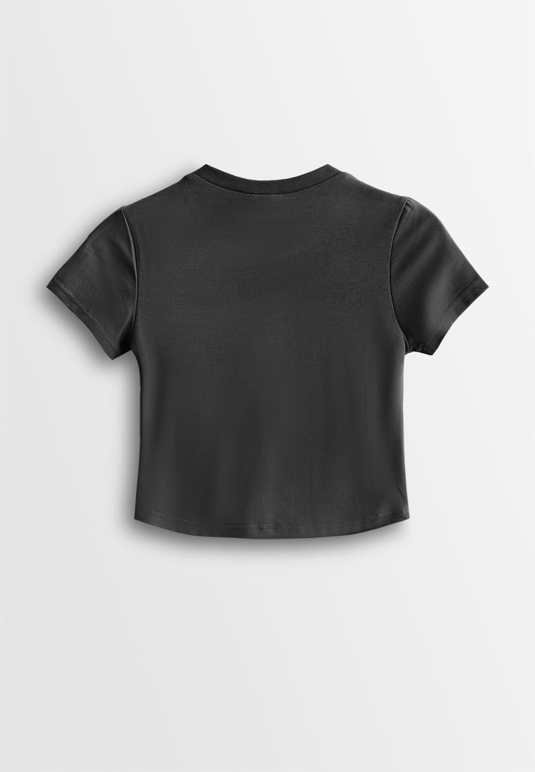 Women Round Neck Integrated Bra Top - Black - 610372