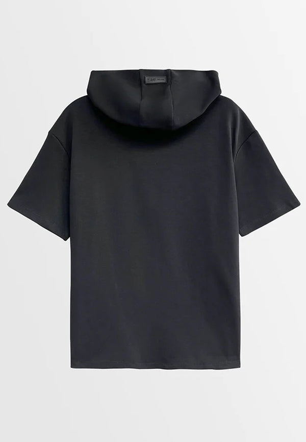 Men Short-Sleeve Sweatshirt Hoodie - Black - H2M637