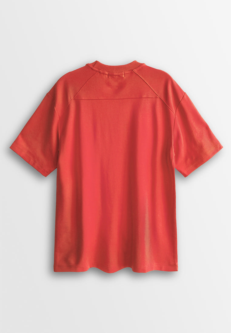 Men Oversized T-Shirt Short Sleeve - Orange - 410170