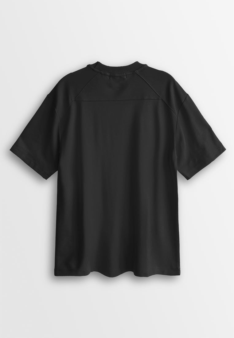 Men Oversized T-Shirt Short Sleeve - Black - 410169