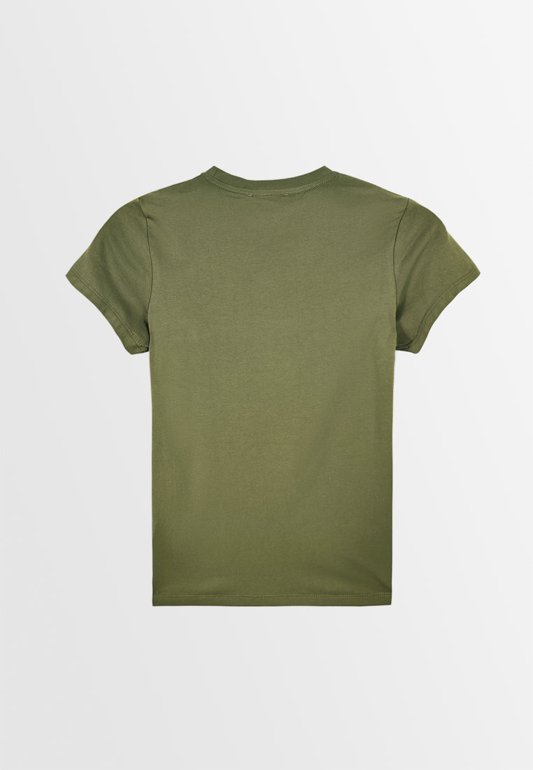 Women Short-Sleeve Graphic Tee - Army Green - M3W694